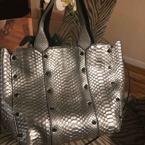 Jimmy Choo Small Python Lockett Shopper - Picture 3 of 3